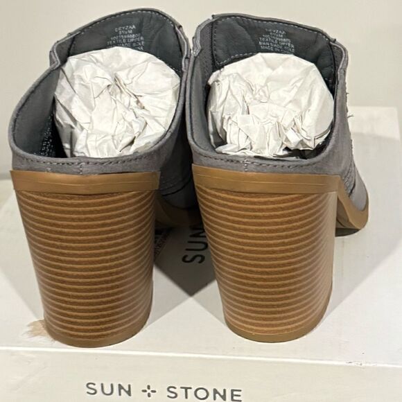 Sun+Stone Womens Deyzaa grey Metallic Pointed Toe Slip-On heels Mules Shoes 8.5 - Picture 8 of 8